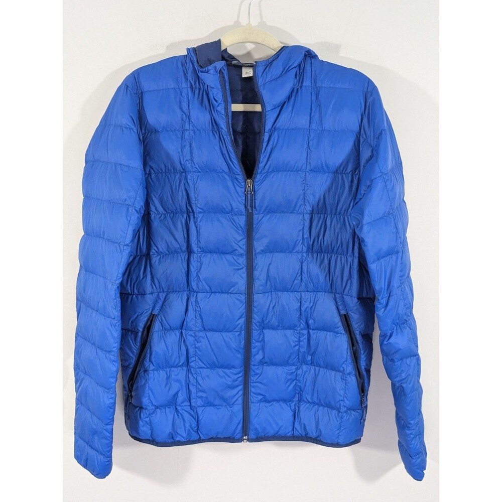 REI Co-Op Down Jacket Blue Zipper Hood Pockets Sslz S Men’s Or Boys 16
